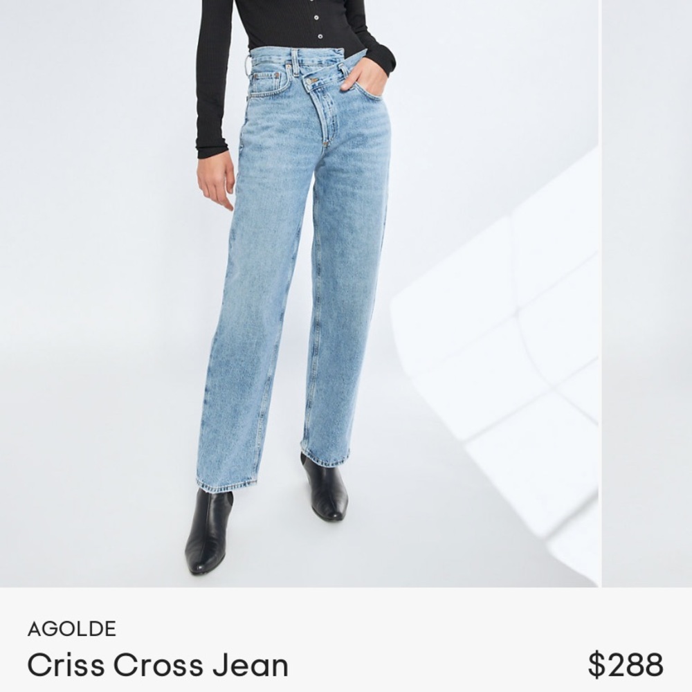 Agolde Aritzia Criss Cross Jeans in colour eternal purchased in store for $288